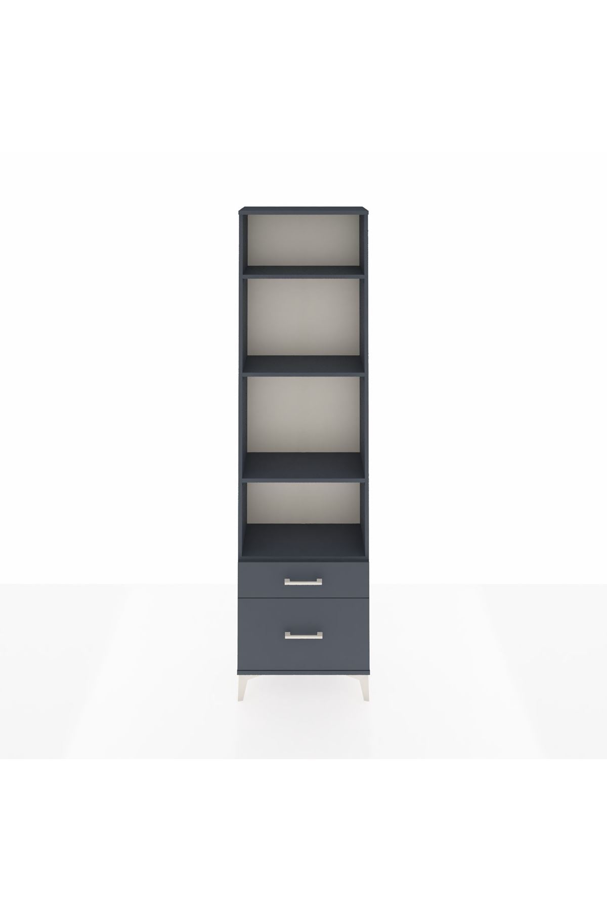 Arges Dolap 4 Raflı 2 Çekmeceli 60x30x221 Antrasit-Antrasit