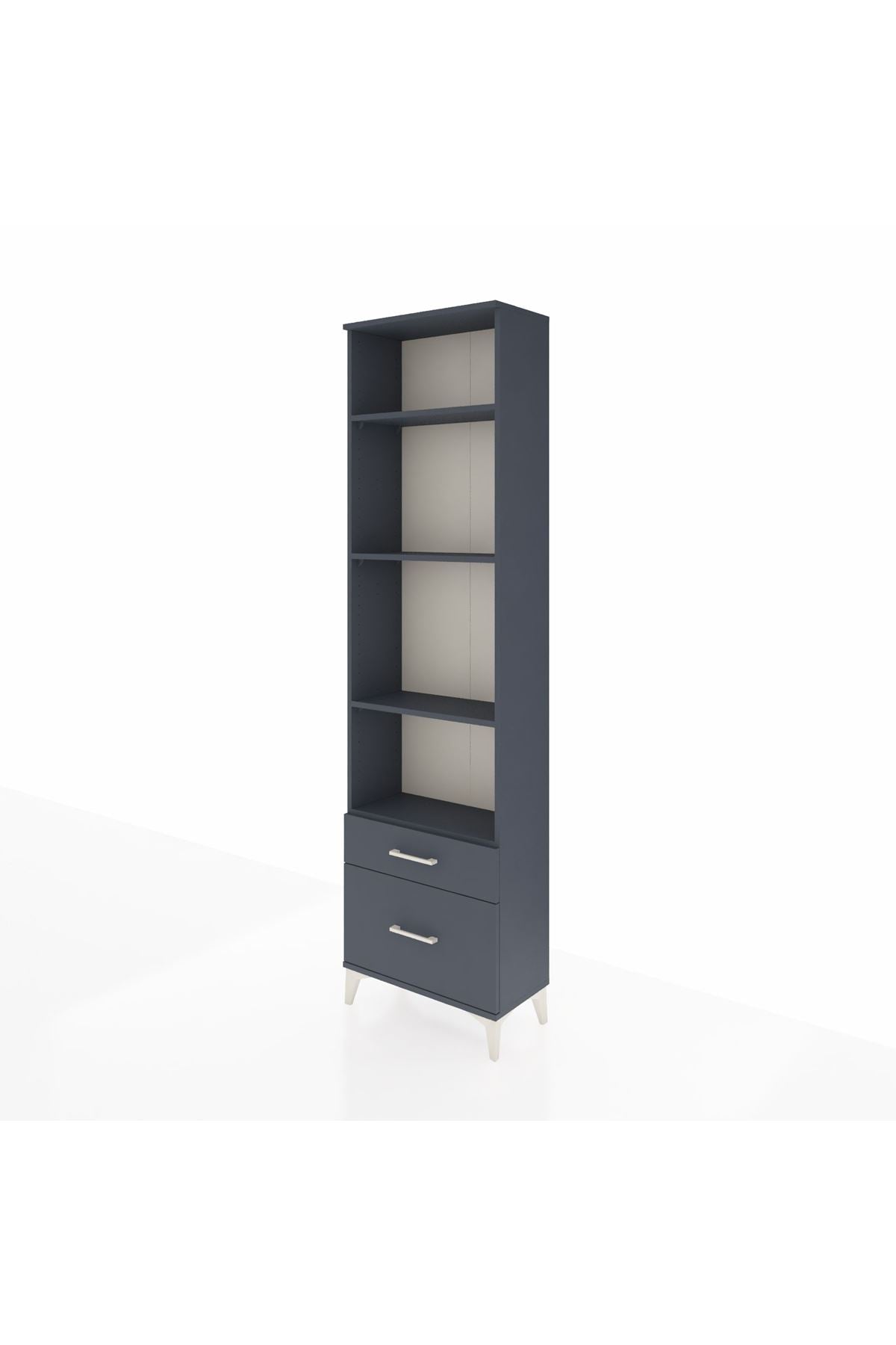 Arges Dolap 4 Raflı 2 Çekmeceli 60x30x221 Antrasit-Antrasit