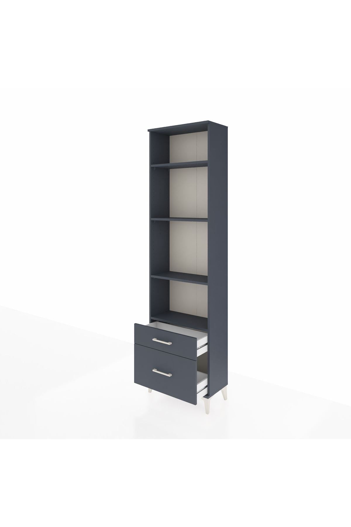 Arges Dolap 4 Raflı 2 Çekmeceli 60x30x221 Antrasit-Antrasit