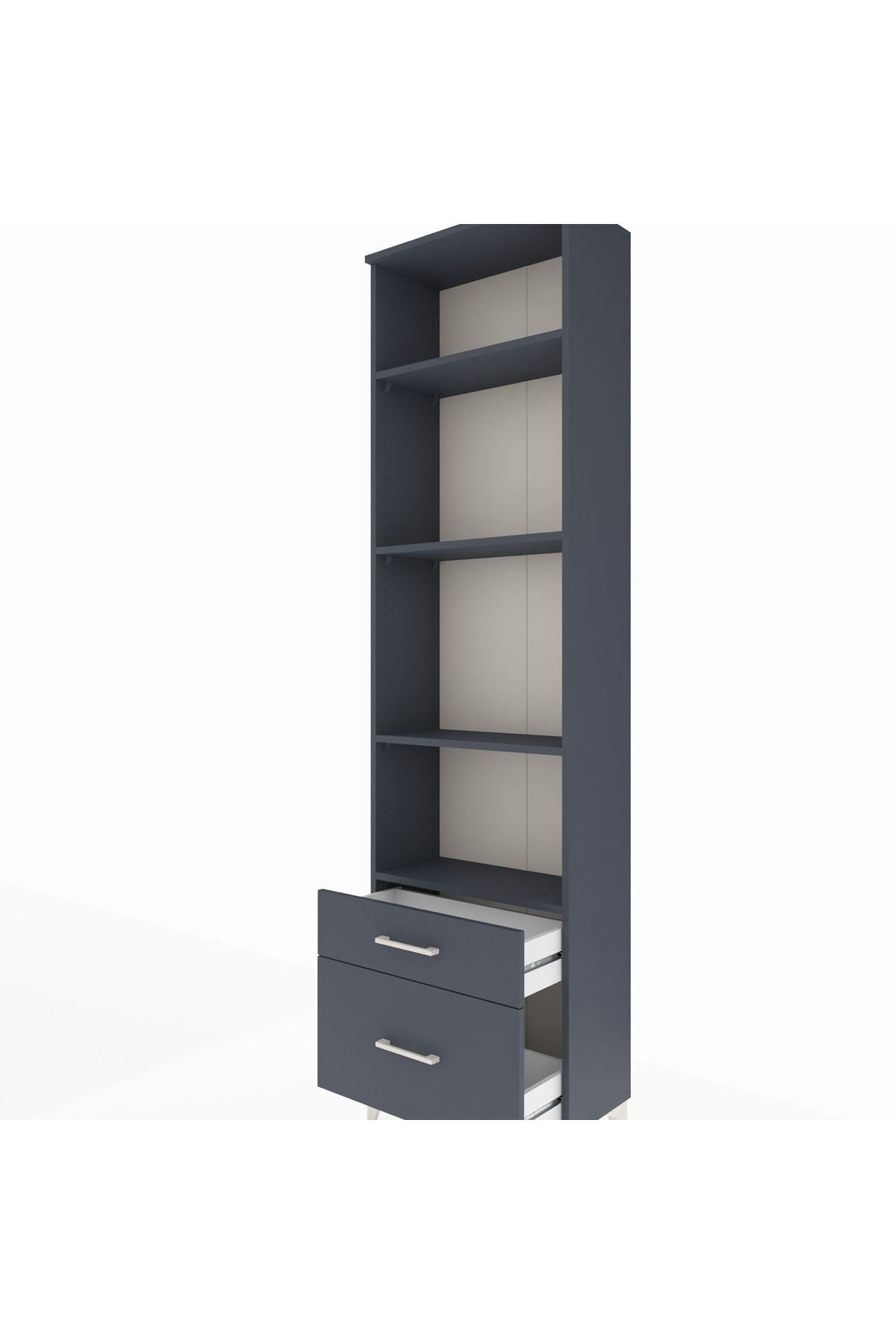 Arges Dolap 4 Raflı 2 Çekmeceli 60x30x221 Antrasit-Antrasit