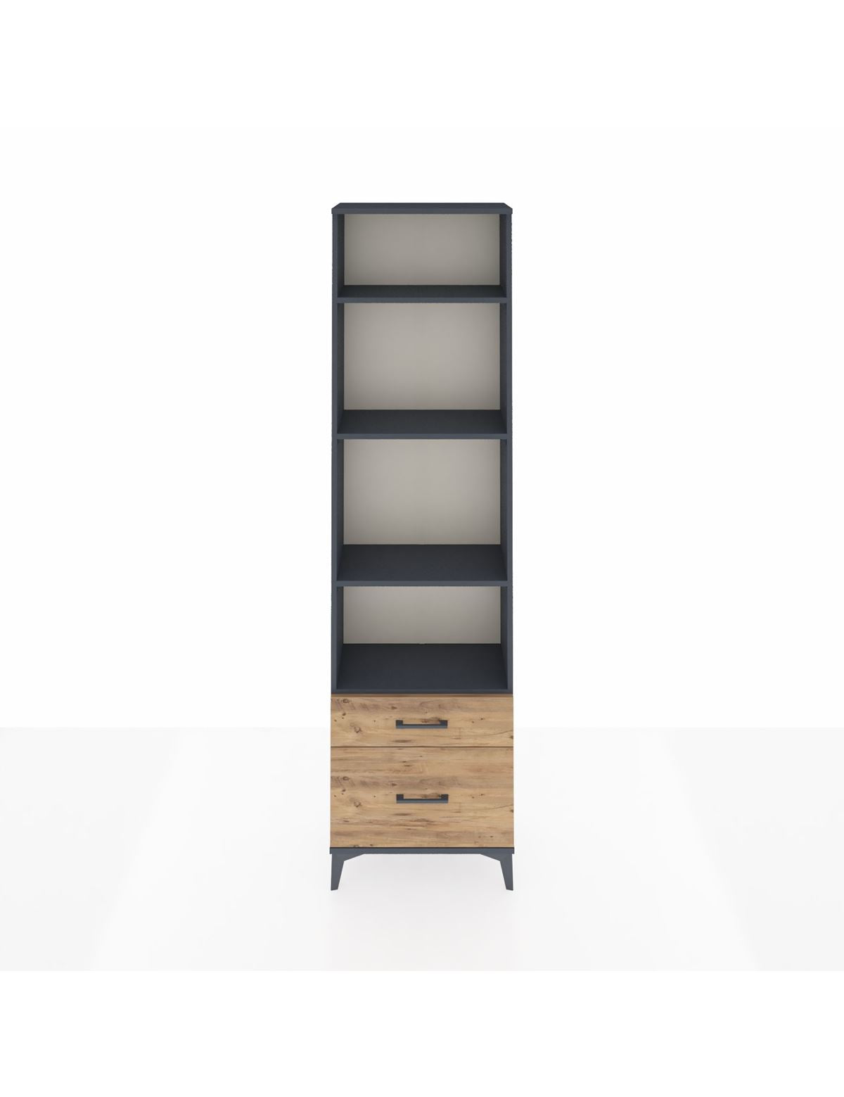 Arges Dolap 4 Raflı 2 Çekmeceli 60x30x221 Antrasit-Çam