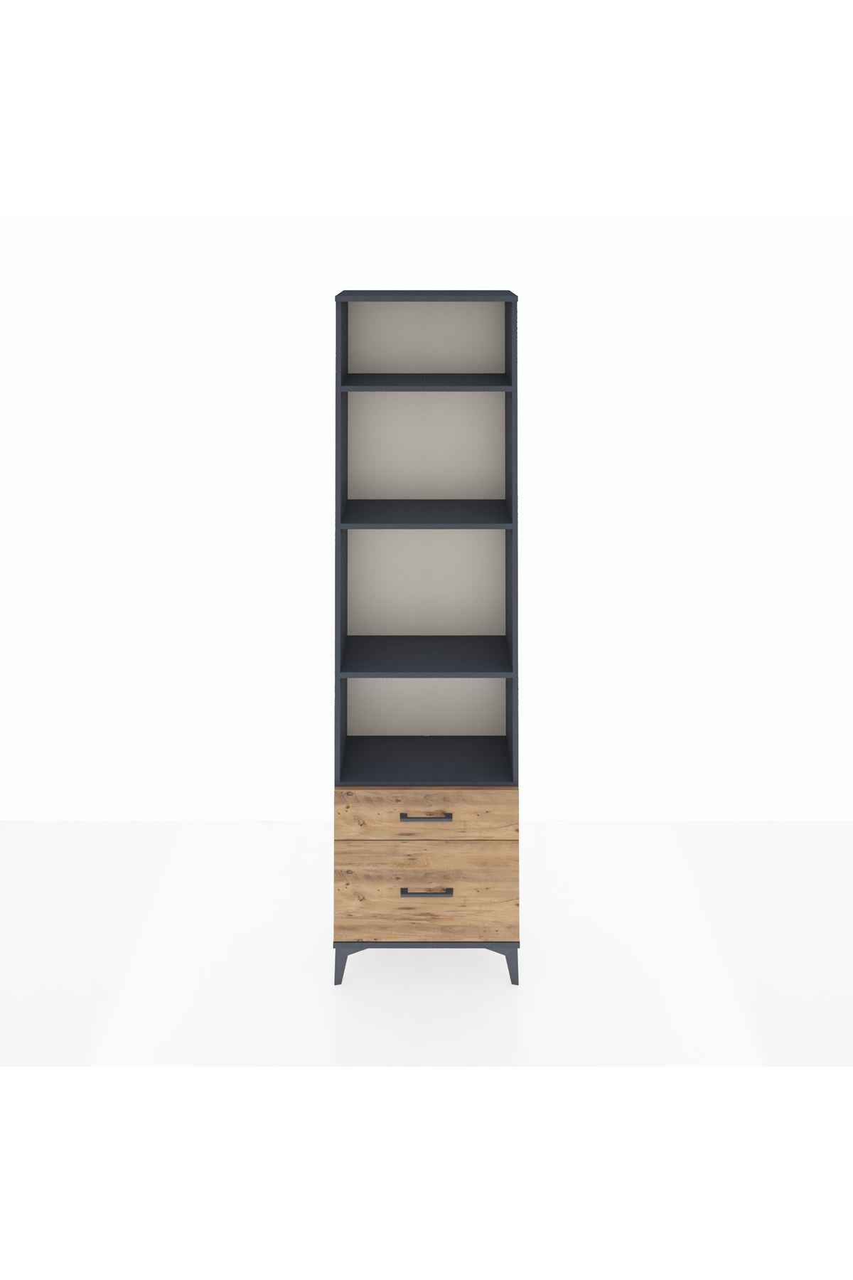 Arges Dolap 4 Raflı 2 Çekmeceli 60x30x221 Antrasit-Çam