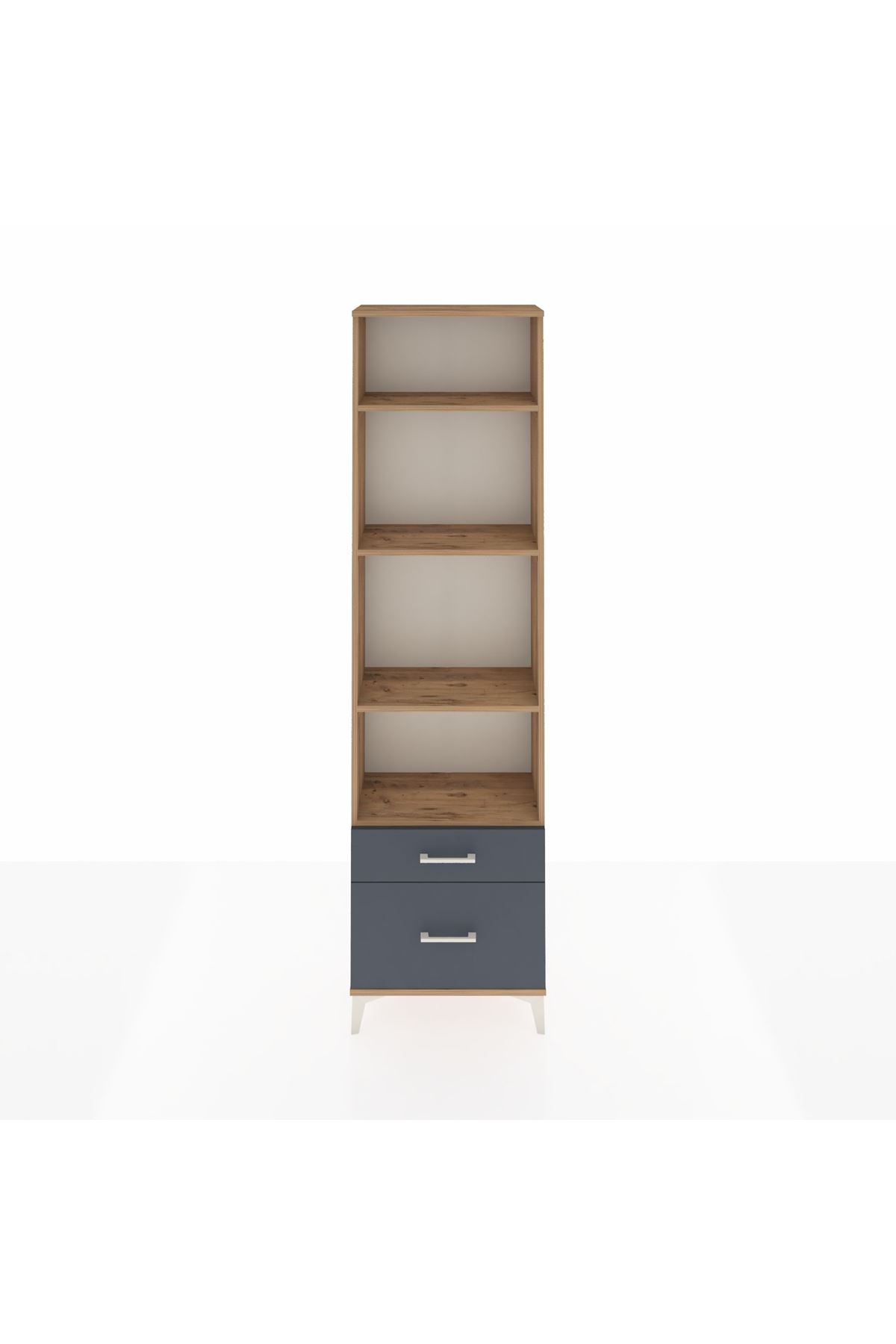 Arges Dolap 4 Raflı 2 Çekmeceli 60x30x221 Çam-Antrasit