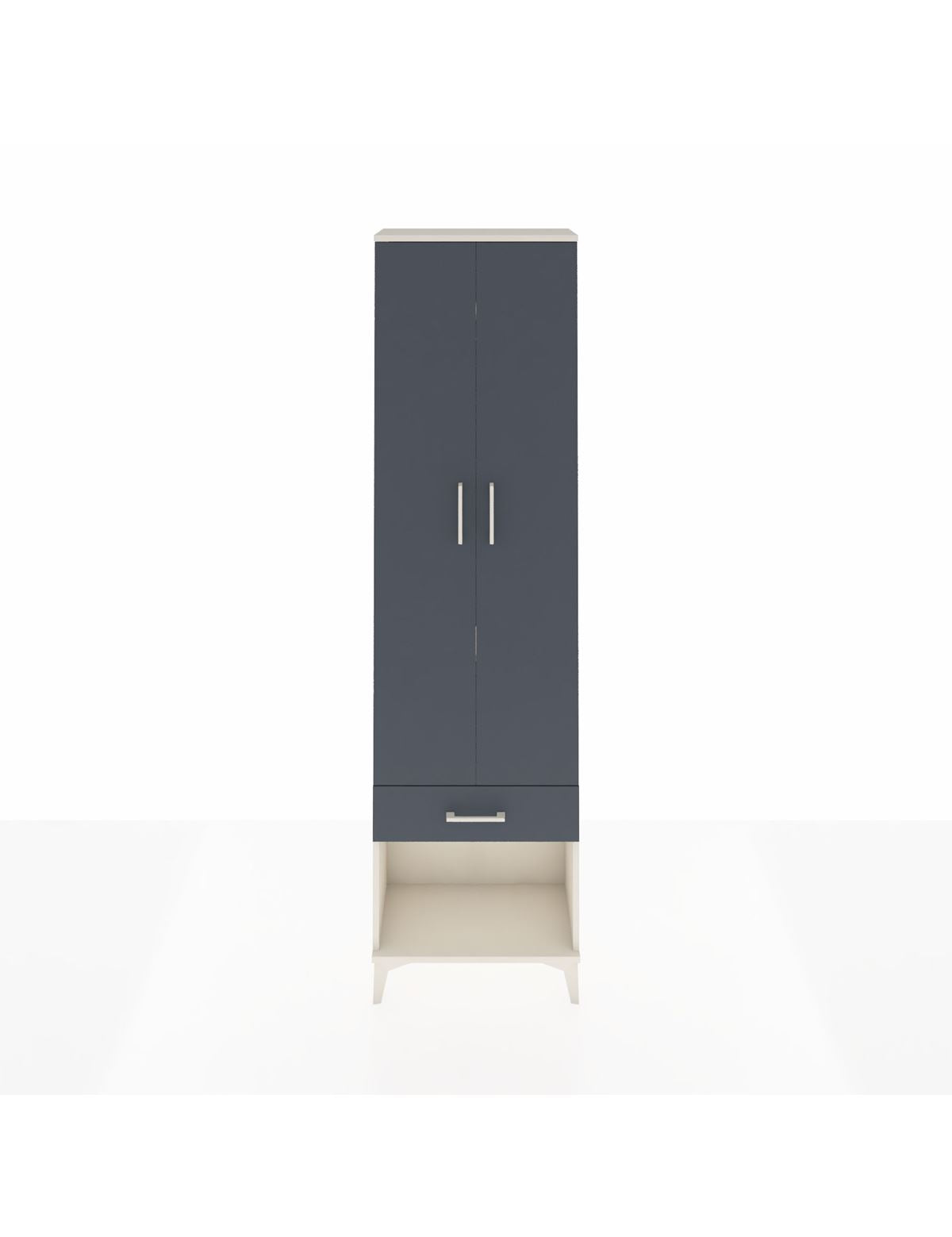 Arges Dolap 3 Raflı Tek Çekmeceli Tek Askılı 60x30x221 Aytaşı-Antrasit