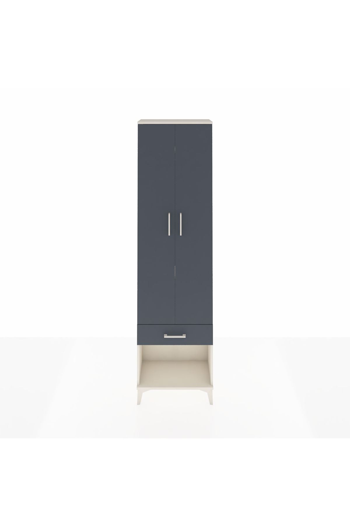 Arges Dolap 3 Raflı Tek Çekmeceli Tek Askılı 60x30x221 Aytaşı-Antrasit