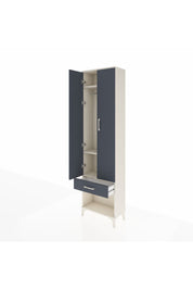 Arges Dolap 3 Raflı Tek Çekmeceli Tek Askılı 60x30x221 Aytaşı-Antrasit