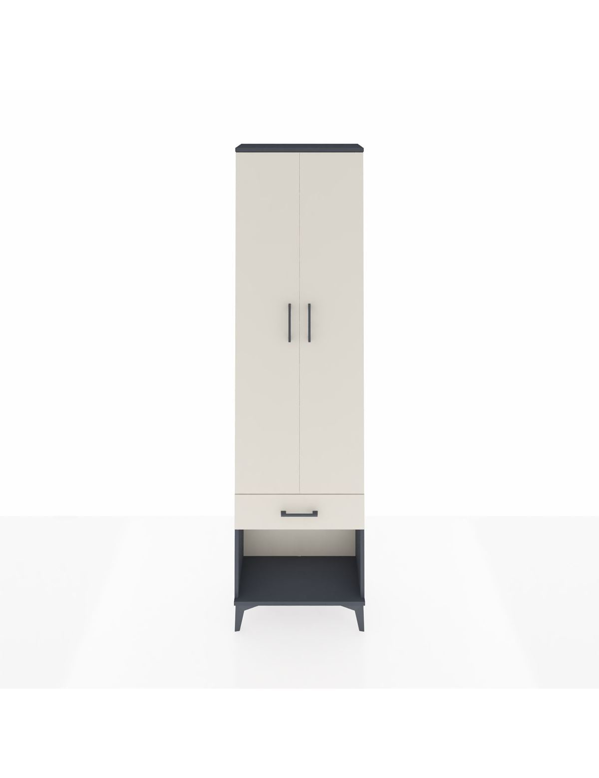 Arges Dolap 3 Raflı Tek Çekmeceli Tek Askılı 60x30x221 Antrasit-Aytaşı