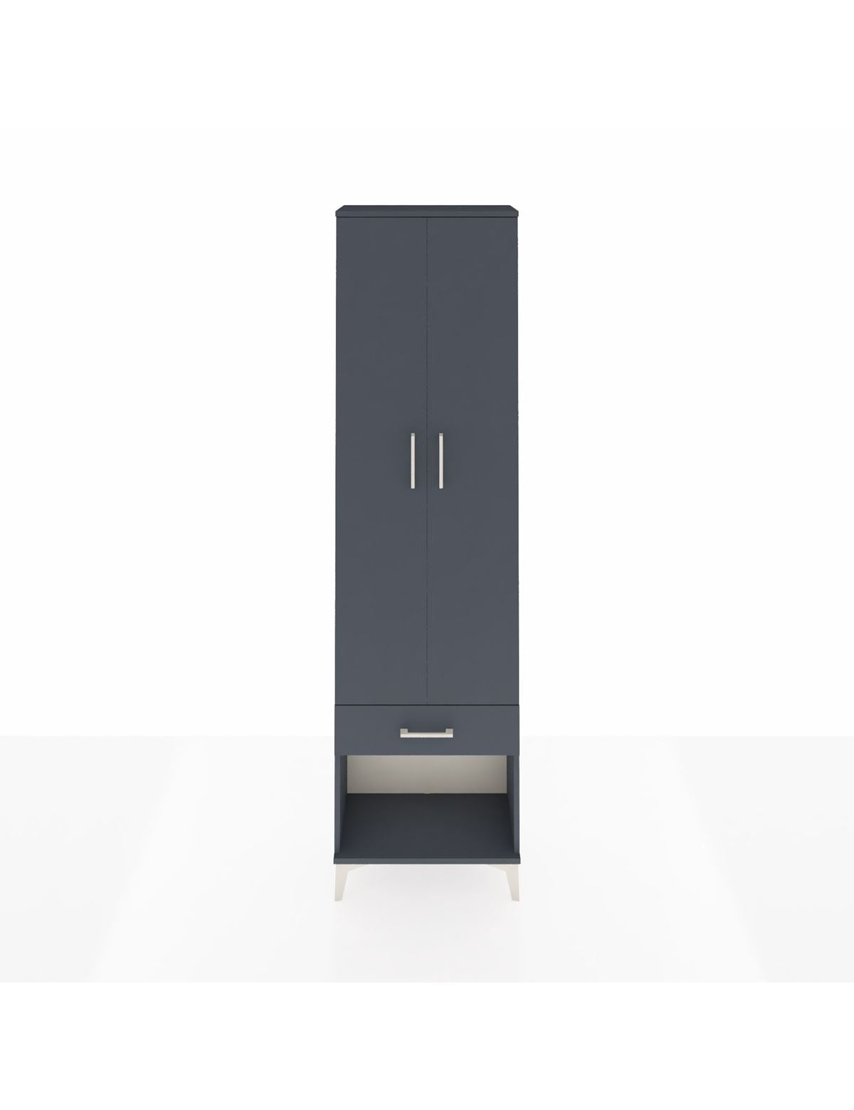 Arges Dolap 3 Raflı Tek Çekmeceli Tek Askılı 60x30x221 Antrasit-Antrasit