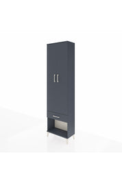 Arges Dolap 3 Raflı Tek Çekmeceli Tek Askılı 60x30x221 Antrasit-Antrasit