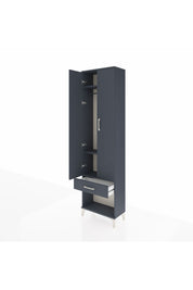 Arges Dolap 3 Raflı Tek Çekmeceli Tek Askılı 60x30x221 Antrasit-Antrasit