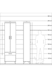 Arges Dolap 3 Raflı Tek Çekmeceli Tek Askılı 60x30x221 Antrasit-Antrasit