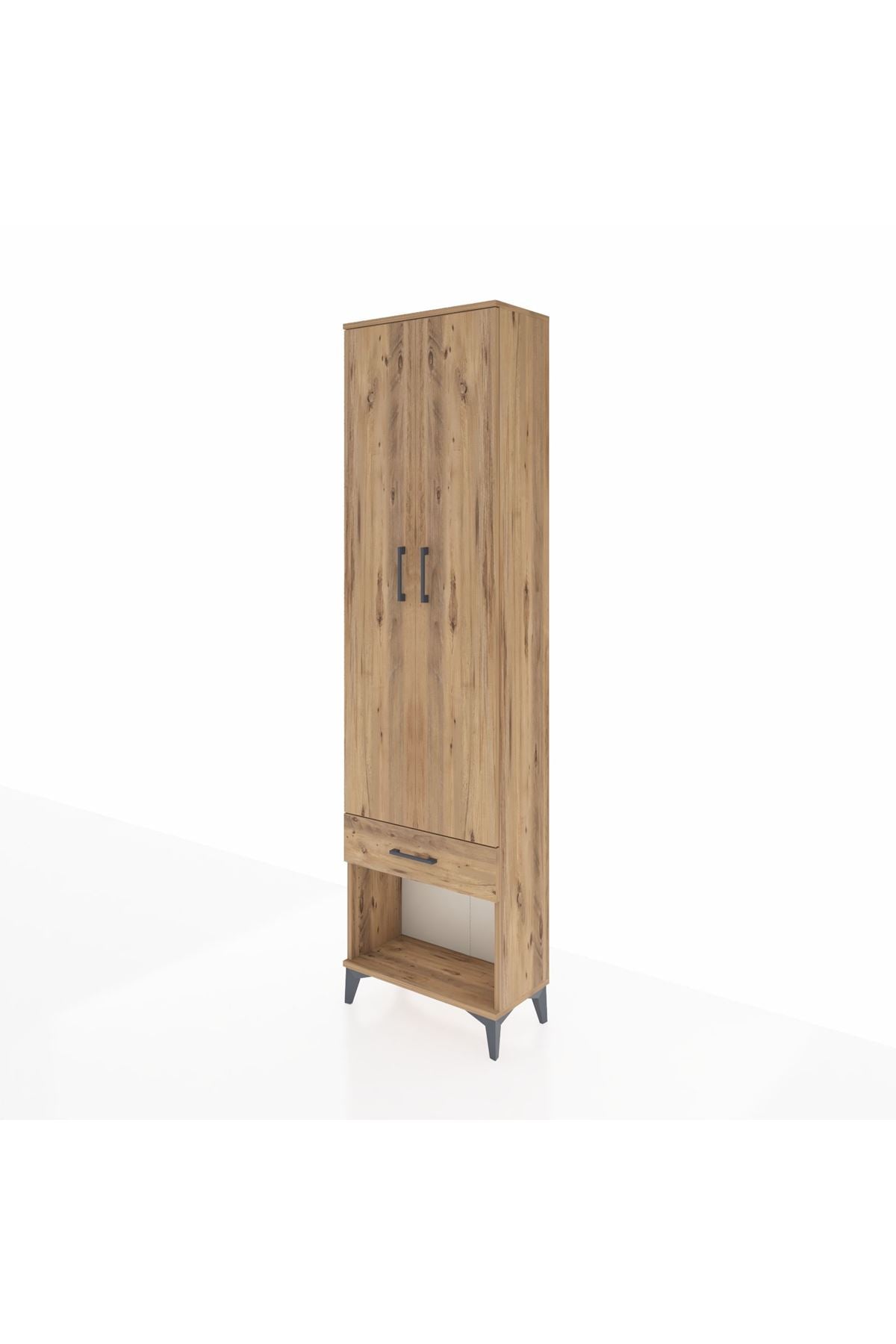 Arges Dolap 3 Raflı Tek Çekmeceli Tek Askılı 60x30x221 Çam-Çam