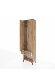 Arges Dolap 3 Raflı Tek Çekmeceli Tek Askılı 60x30x221 Çam-Çam