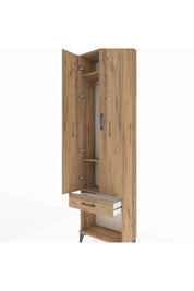 Arges Dolap 3 Raflı Tek Çekmeceli Tek Askılı 60x30x221 Çam-Çam