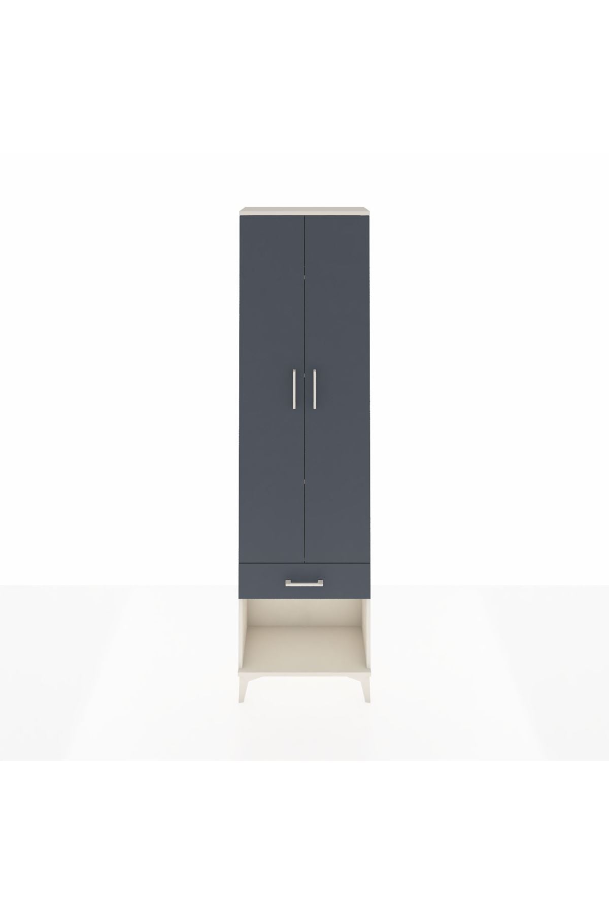 Arges Dolap 4 Raflı Tek Çekmeceli 2 Kapaklı 60x30x221 Aytaşı-Antrasit