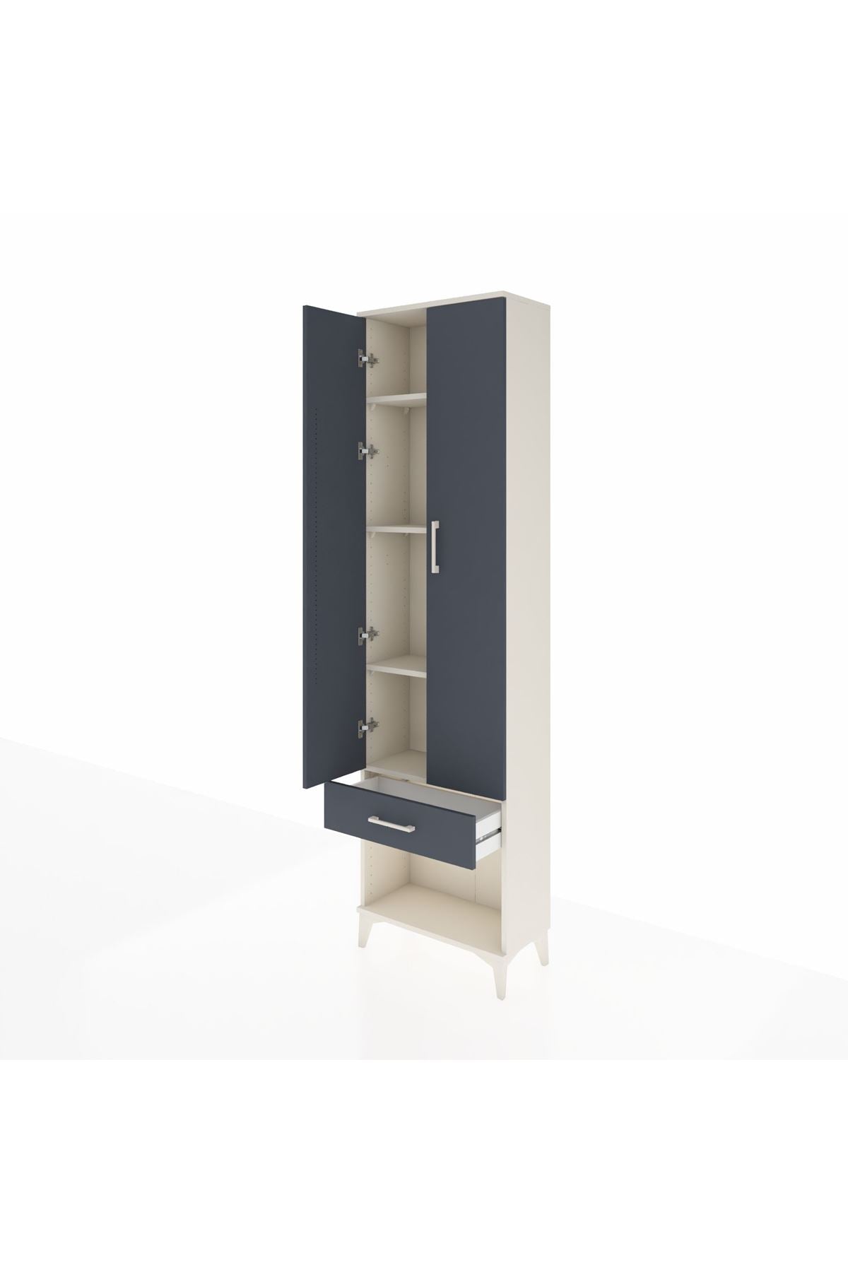 Arges Dolap 4 Raflı Tek Çekmeceli 2 Kapaklı 60x30x221 Aytaşı-Antrasit