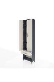 Arges Dolap 4 Raflı Tek Çekmeceli 2 Kapaklı 60x30x221 Antrasit-Aytaşı