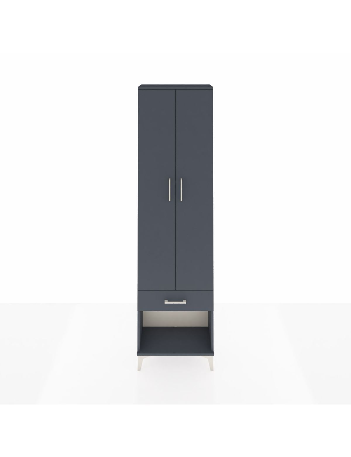 Arges Dolap 4 Raflı Tek Çekmeceli 2 Kapaklı 60x30x221 Antrasit-Antrasit