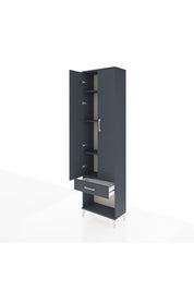 Arges Dolap 4 Raflı Tek Çekmeceli 2 Kapaklı 60x30x221 Antrasit-Antrasit