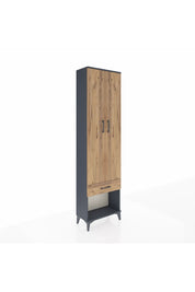 Arges Dolap 4 Raflı Tek Çekmeceli 2 Kapaklı 60x30x221 Antrasit-Çam