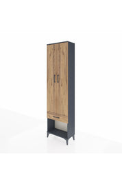 Arges Dolap 4 Raflı Tek Çekmeceli 2 Kapaklı 60x30x221 Antrasit-Çam