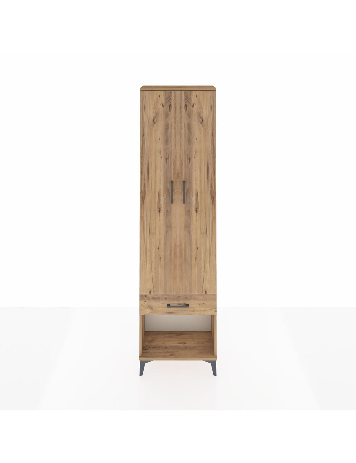 Arges Dolap 4 Raflı Tek Çekmeceli 2 Kapaklı 60x30x221 Çam-Çam