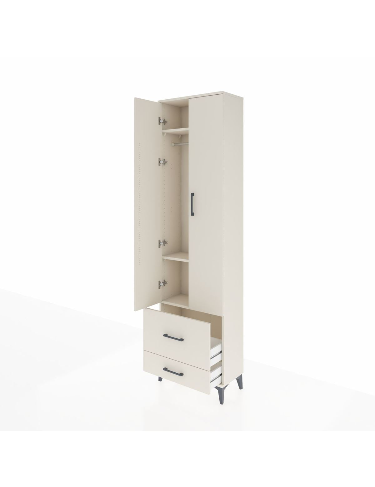 Arges Dolap 3 Raflı 2 Çekmeceli Tek Askılı 60x30x221 - S29M023V1A