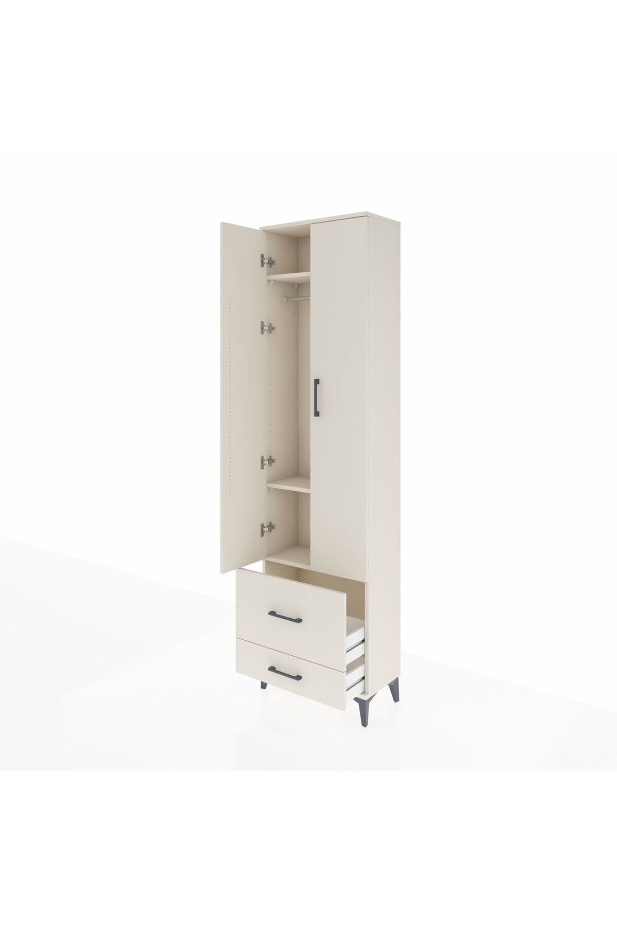 Arges Dolap 3 Raflı 2 Çekmeceli Tek Askılı 60x30x221 Aytaşı-Aytaşı