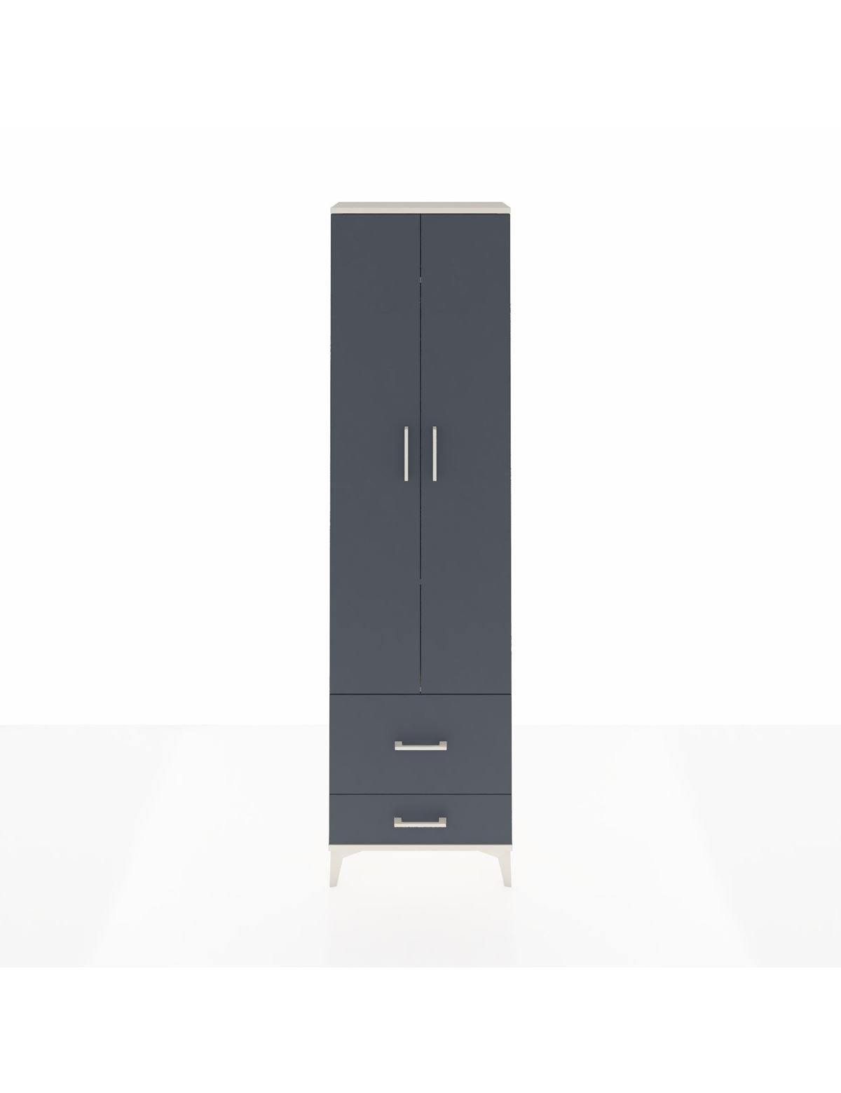 Arges Dolap 3 Raflı 2 Çekmeceli Tek Askılı 60x30x221 Aytaşı-Antrasit