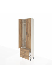Arges Dolap 3 Raflı 2 Çekmeceli Tek Askılı 60x30x221 Aytaşı-Çam