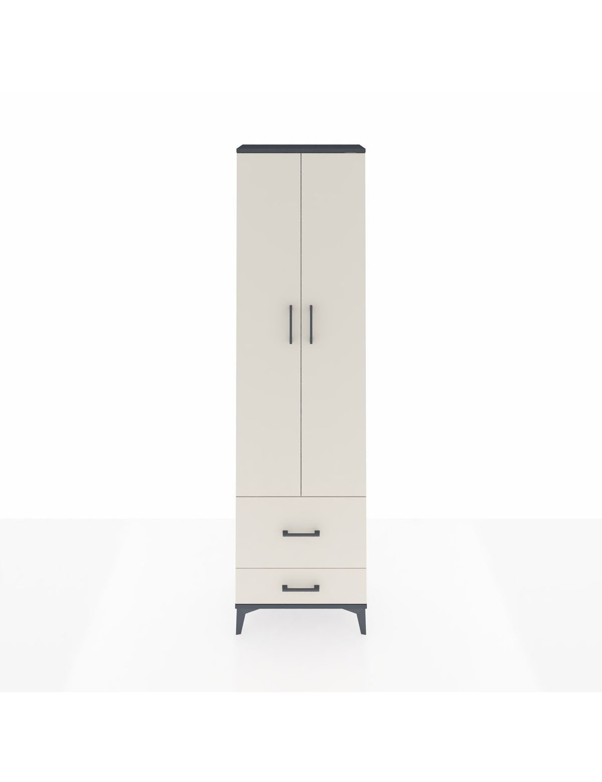 Arges Dolap 3 Raflı 2 Çekmeceli Tek Askılı 60x30x221 Antrasit-Aytaşı