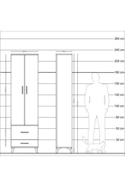 Arges Dolap 3 Raflı 2 Çekmeceli Tek Askılı 60x30x221 Aytaşı-Çam