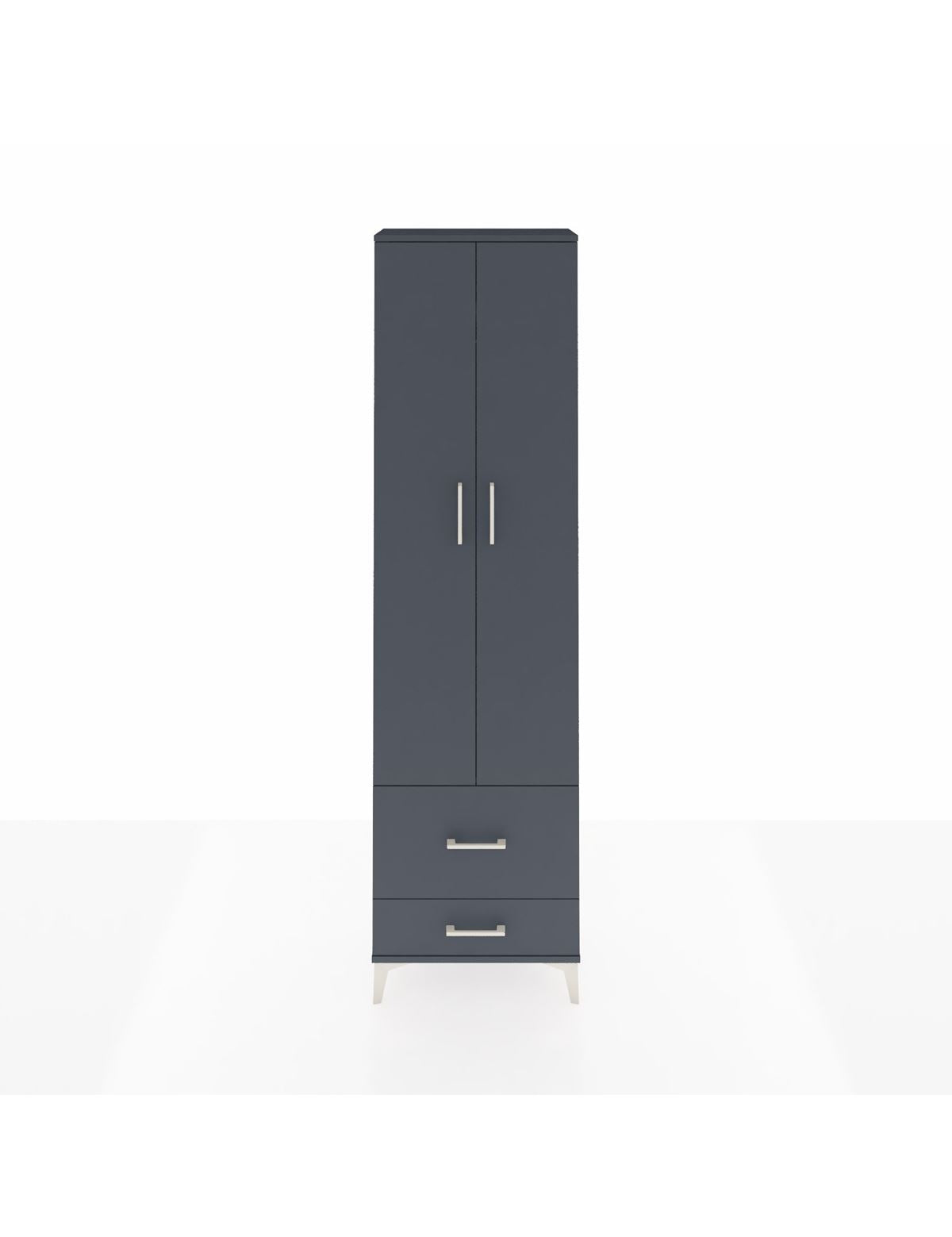 Arges Dolap 3 Raflı 2 Çekmeceli Tek Askılı 60x30x221 Antrasit-Antrasit