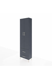 Arges Dolap 3 Raflı 2 Çekmeceli Tek Askılı 60x30x221 Antrasit-Antrasit