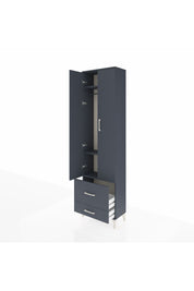 Arges Dolap 3 Raflı 2 Çekmeceli Tek Askılı 60x30x221 Antrasit-Antrasit