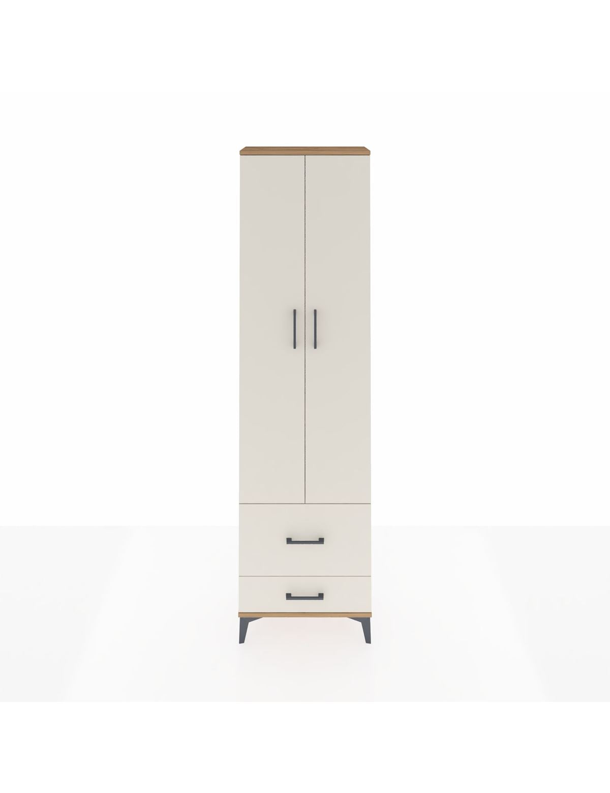 Arges Dolap 3 Raflı 2 Çekmeceli Tek Askılı 60x30x221 Çam-Aytaşı