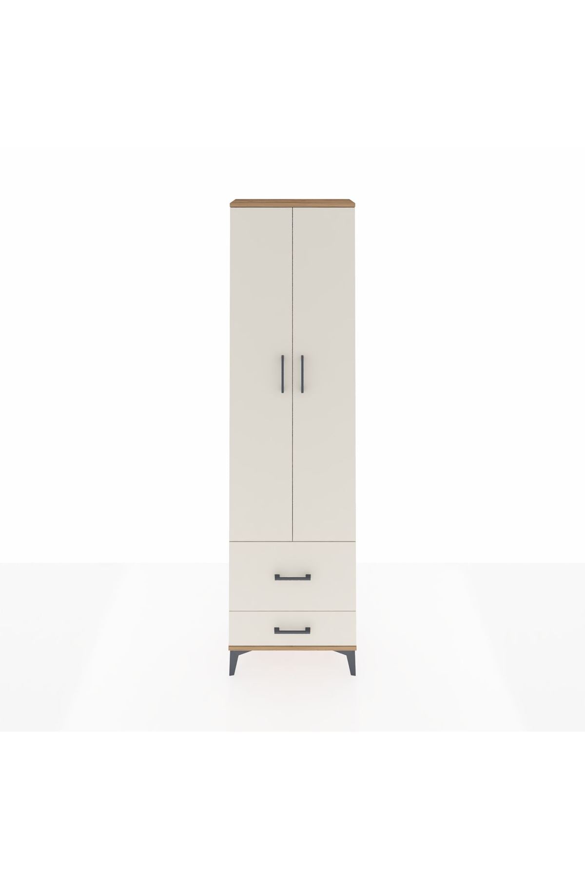 Arges Dolap 3 Raflı 2 Çekmeceli Tek Askılı 60x30x221 Çam-Aytaşı