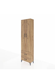 Arges Dolap 3 Raflı 2 Çekmeceli Tek Askılı 60x30x221 Çam-Çam