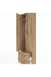 Arges Dolap 3 Raflı 2 Çekmeceli Tek Askılı 60x30x221 Çam-Çam