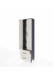 Arges Dolap 4 Raflı 2 Çekmeceli 2 Kapaklı 60x30x221 Antrasit-Aytaşı