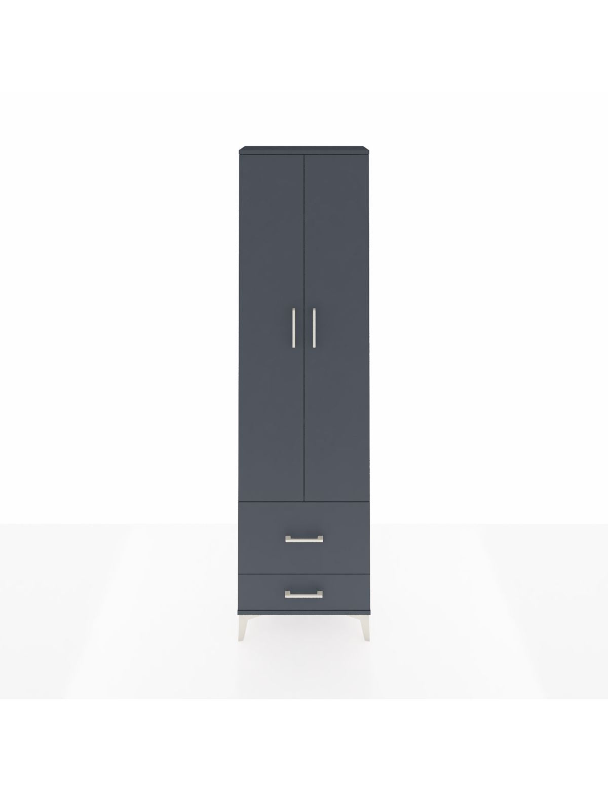 Arges Dolap 4 Raflı 2 Çekmeceli 2 Kapaklı 60x30x221 Antrasit-Antrasit