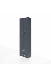 Arges Dolap 4 Raflı 2 Çekmeceli 2 Kapaklı 60x30x221 Antrasit-Antrasit