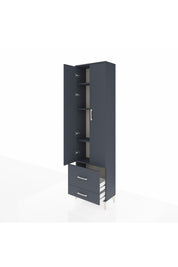 Arges Dolap 4 Raflı 2 Çekmeceli 2 Kapaklı 60x30x221 Antrasit-Antrasit