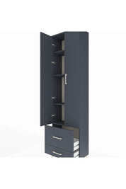 Arges Dolap 4 Raflı 2 Çekmeceli 2 Kapaklı 60x30x221 Antrasit-Antrasit