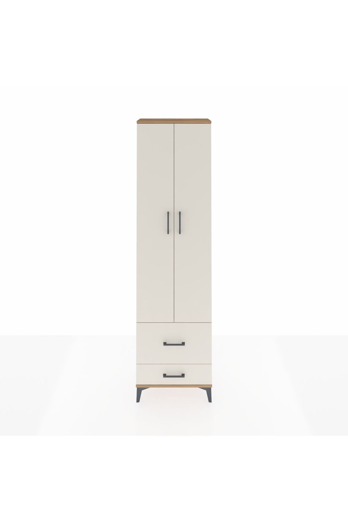 Arges Dolap 4 Raflı 2 Çekmeceli 2 Kapaklı 60x30x221 Çam-Aytaşı