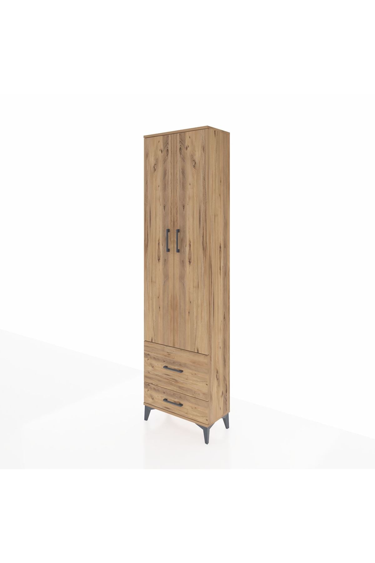 Arges Dolap 4 Raflı 2 Çekmeceli 2 Kapaklı 60x30x221 Çam-Çam