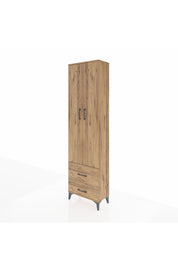 Arges Dolap 4 Raflı 2 Çekmeceli 2 Kapaklı 60x30x221 Çam-Çam
