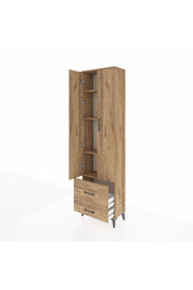 Arges Dolap 4 Raflı 2 Çekmeceli 2 Kapaklı 60x30x221 Çam-Çam