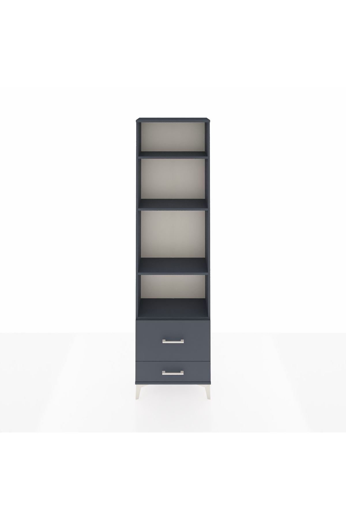 Arges Dolap 4 Raflı 2 Çekmeceli 60x30x221 Antrasit-Antrasit