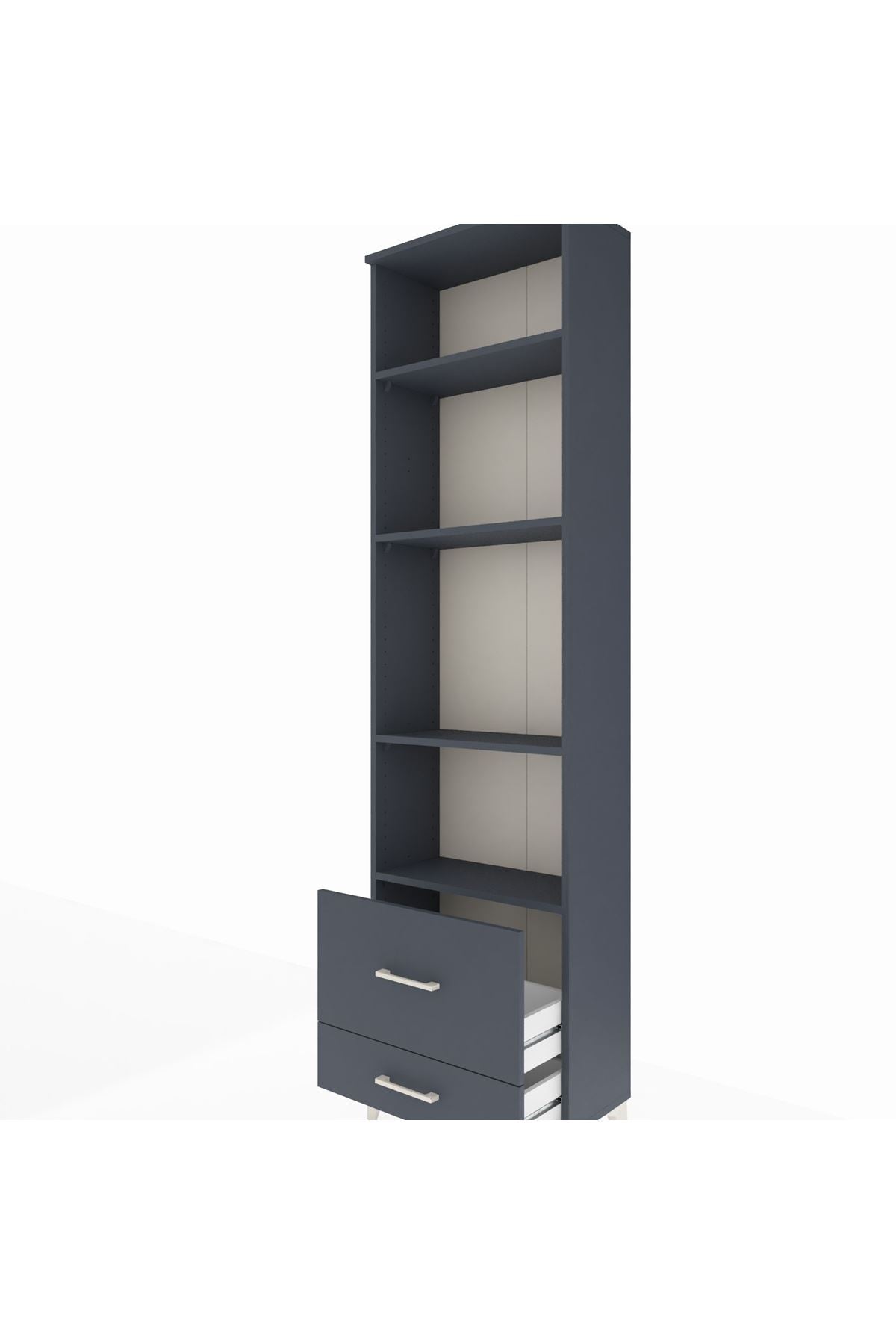 Arges Dolap 4 Raflı 2 Çekmeceli 60x30x221 Antrasit-Antrasit